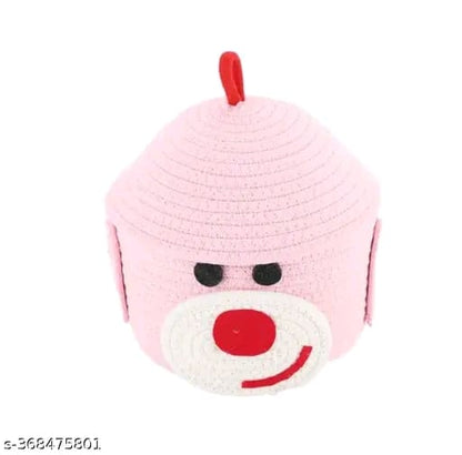 Tamanna Matka Cotton Basket for Storage, Kitchen, Baby Clothes (1 Piece, 20x25 cm) –Handcrafted Round Woven Big Size Cartoon Basket for Kids, Toys, Wardrobe, Hamper, Plants (Beige)