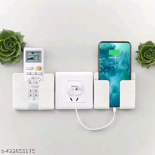 Pack Of 2 Multi-Purpose Wall Mobile / Remote Stand Holder Stand for Charging Mobile Just Fit in Socket and Hang,Wall Mount Hanging Type for All Mobile Mobile Holder