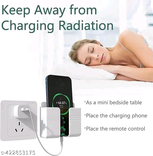 Pack Of 2 Multi-Purpose Wall Mobile / Remote Stand Holder Stand for Charging Mobile Just Fit in Socket and Hang,Wall Mount Hanging Type for All Mobile Mobile Holder