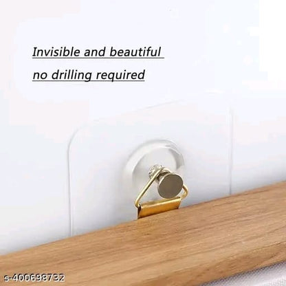 Stainless Steel Nail Free Photo Frame Wall Hook Screw Adhesive Non-Trace No Drilling for Bathroom Shower Kitchen Installation Hanging(PACK 10)
