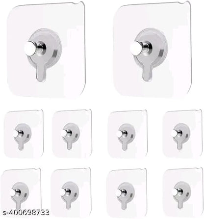 Stainless Steel Nail Free Photo Frame Wall Hook Screw Adhesive Non-Trace No Drilling for Bathroom Shower Kitchen Installation Hanging(PACK 10)