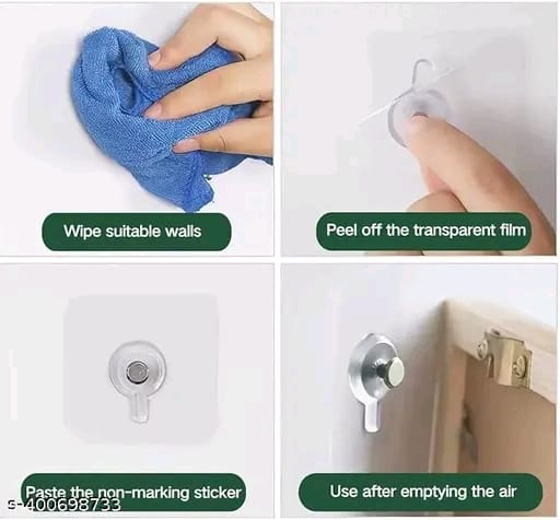 Stainless Steel Nail Free Photo Frame Wall Hook Screw Adhesive Non-Trace No Drilling for Bathroom Shower Kitchen Installation Hanging(PACK 10)