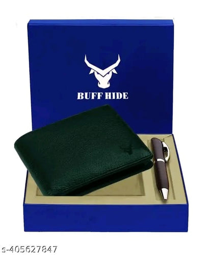 BUFFHIDE RFID Protected 100% Genuine Leather Gift Hamper For Men | Leather Wallet For Men's | Wallets Branded | Wallets For Men (Lee-on Black) ,Leather wallet combo for men