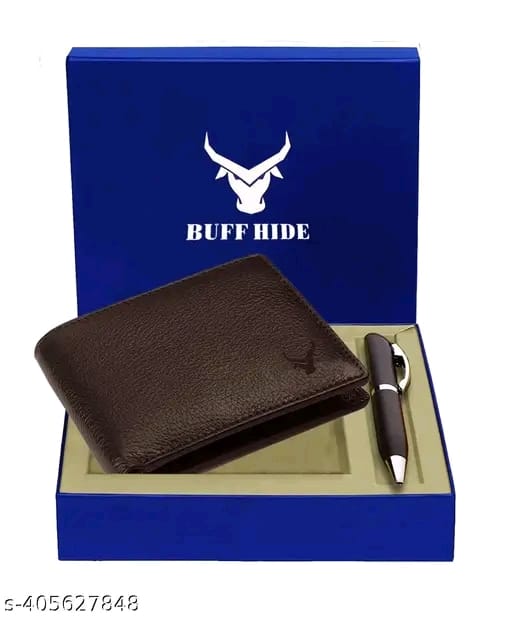 BUFFHIDE RFID Protected 100% Genuine Leather Gift Hamper For Men | Leather Wallet For Men's | Wallets Branded | Wallets For Men (Lee-on Black) ,Leather wallet combo for men