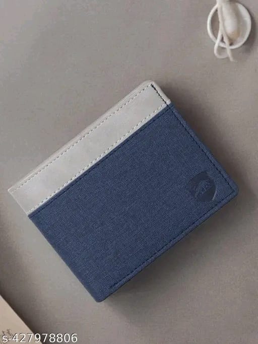 SAMTROH Embellished Men's Wallet, Blue & White, 3 Card Slots, 2 Currency & Secret Compartments, 1 Coin Pocket