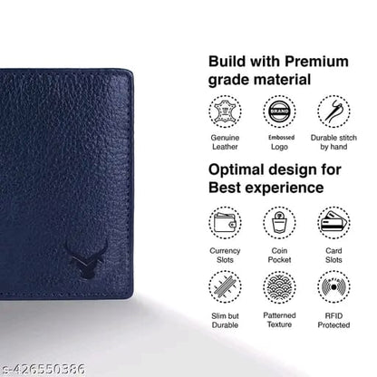 BUFFHIDE RFID Protected 100% Genuine Leather Gift Hamper For Men | Leather Wallet For Men's | Wallets Branded | Wallets For Men (Merchant-Navy) ,Leather wallet combo for men