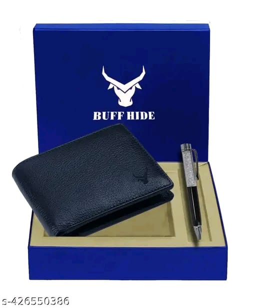 BUFFHIDE RFID Protected 100% Genuine Leather Gift Hamper For Men | Leather Wallet For Men's | Wallets Branded | Wallets For Men (Merchant-Navy) ,Leather wallet combo for men