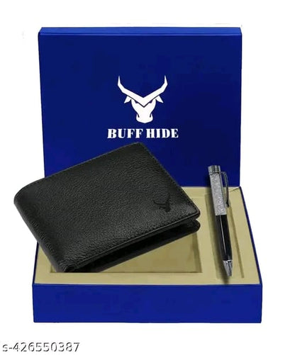 BUFFHIDE RFID Protected 100% Genuine Leather Gift Hamper For Men | Leather Wallet For Men's | Wallets Branded | Wallets For Men (Merchant-Navy) ,Leather wallet combo for men