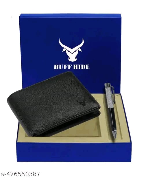 BUFFHIDE RFID Protected 100% Genuine Leather Gift Hamper For Men | Leather Wallet For Men's | Wallets Branded | Wallets For Men (Merchant-Navy) ,Leather wallet combo for men