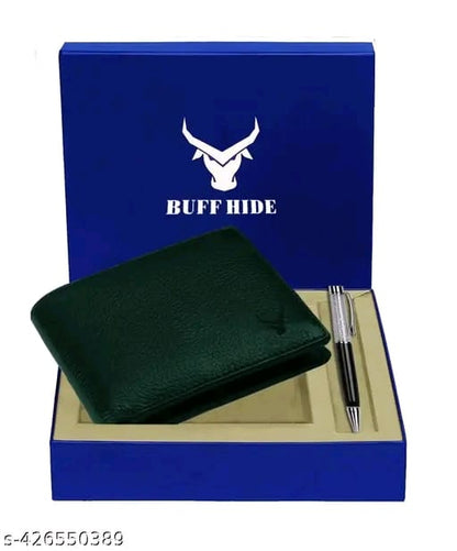 BUFFHIDE RFID Protected 100% Genuine Leather Gift Hamper For Men | Leather Wallet For Men's | Wallets Branded | Wallets For Men (Merchant-Navy) ,Leather wallet combo for men