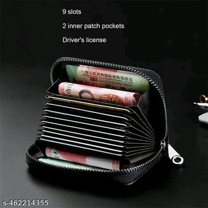 High Quality Zipper, 9 Slots Leather Credit Card Holder | ATM Card Holder For Mens and Womens (PACK OF 1)