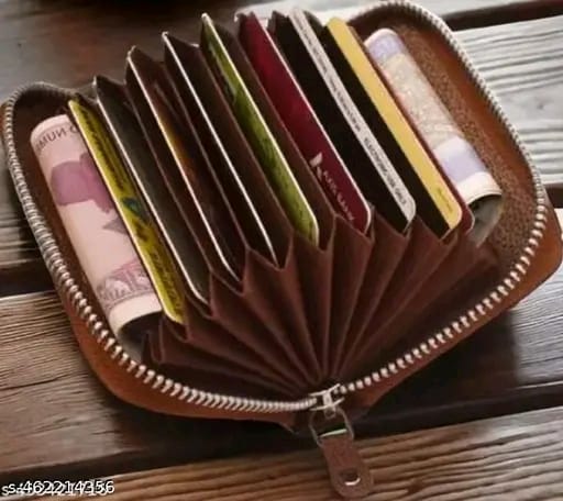 High Quality Zipper, 9 Slots Leather Credit Card Holder | ATM Card Holder For Mens and Womens (PACK OF 1)