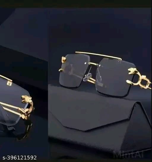 SHEHRIZ - Eyewear Mc Stan Vintage Rimless Sunglasses Retro Luxury Elite Slim Rimless Rectangular Metal Jaguar Art Aviator Glasses