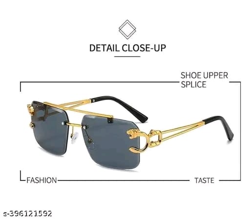 SHEHRIZ - Eyewear Mc Stan Vintage Rimless Sunglasses Retro Luxury Elite Slim Rimless Rectangular Metal Jaguar Art Aviator Glasses