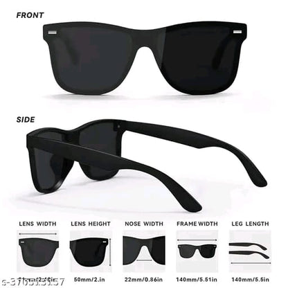 Unisex Black Fiber & Plastic Rectangular , UV Protected Mc Stan Sunglasses (Pack of 2)