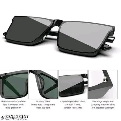 Unisex Black Fiber & Plastic Rectangular , UV Protected Mc Stan Sunglasses (Pack of 2)