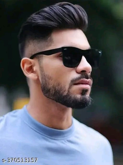 Unisex Black Fiber & Plastic Rectangular , UV Protected Mc Stan Sunglasses (Pack of 2)