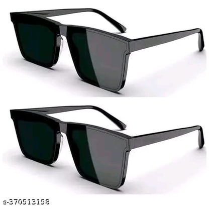Unisex Black Fiber & Plastic Rectangular , UV Protected Mc Stan Sunglasses (Pack of 2)