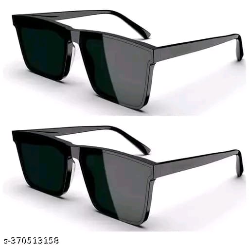 Unisex Black Fiber & Plastic Rectangular , UV Protected Mc Stan Sunglasses (Pack of 2)