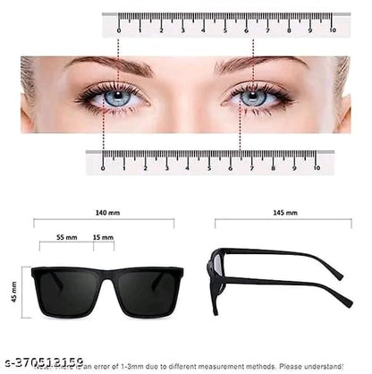 Unisex Black Fiber & Plastic Rectangular , UV Protected Mc Stan Sunglasses (Pack of 2)