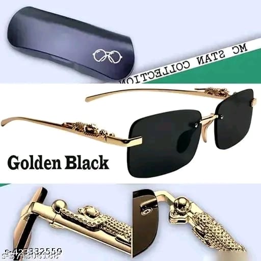 Luxury Gold Rimless Sunglasses with Black Polycarbonate Lenses | Elegant UV Protection Eyewear | black polycarbonate lenses | rimless eyewear | elegant sunglasses | UV protection sunglasses