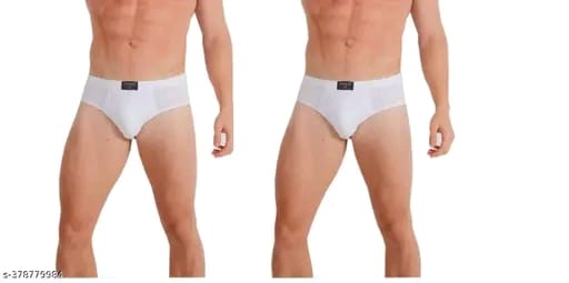 G-ven Men Cotton White Briefs(Pack of 2)