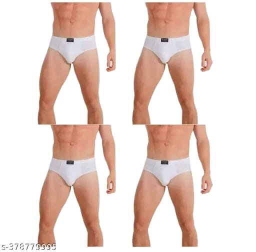 G-ven Men Cotton White Briefs(Pack of 2)
