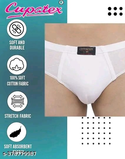 G-ven Men Cotton White Briefs(Pack of 2)