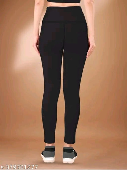 Women's Pack of 1 Black Solid Tights |Activewear|Yogawear|Gymwear|Sportswear|Active Bottomwear