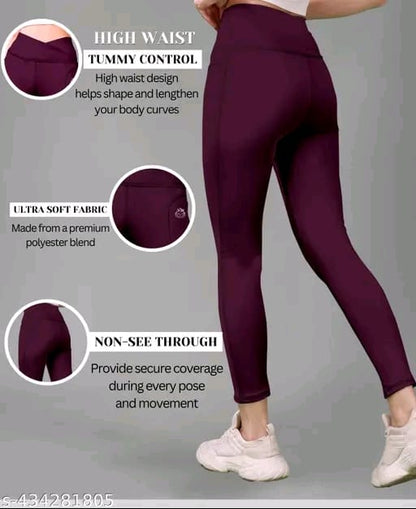 Women's Pack of 1 V Shape High Waist Belt D.Grey Solid Tights |Activewear|Yogawear|Gymwear|Sportswear|Active Bottomwear