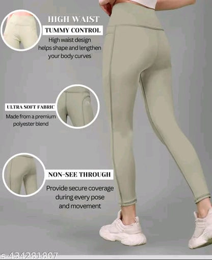 Women's Pack of 1 V Shape High Waist Belt D.Grey Solid Tights |Activewear|Yogawear|Gymwear|Sportswear|Active Bottomwear