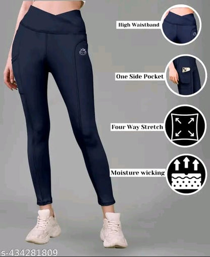 Women's Pack of 1 V Shape High Waist Belt D.Grey Solid Tights |Activewear|Yogawear|Gymwear|Sportswear|Active Bottomwear