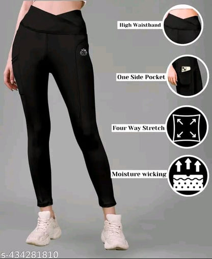 Women's Pack of 1 V Shape High Waist Belt D.Grey Solid Tights |Activewear|Yogawear|Gymwear|Sportswear|Active Bottomwear