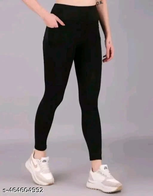 Earth joy® Women's Pack of 1 Black Solid Tights |Activewear|Yogawear|Gymwear|Sportswear|Active Bottomwear| Tights for women...