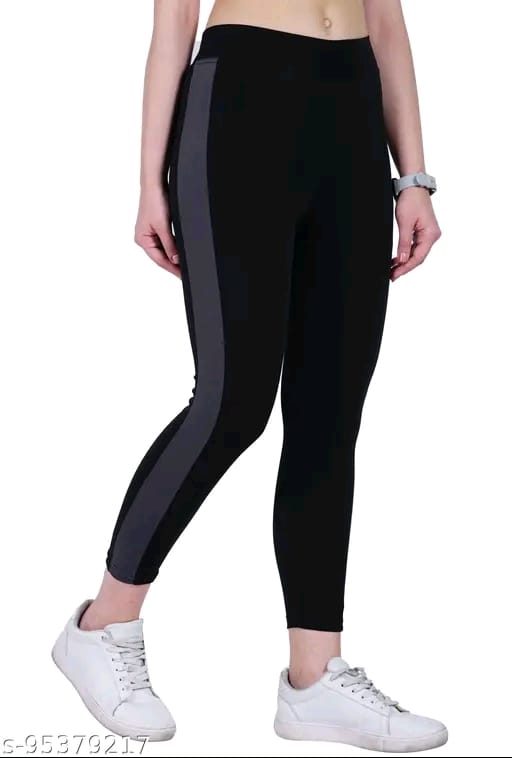 Women's Pack of 1 Black Colorblocked Tights |Activewear|Yogawear|Gymwear|Sportswear|Active Bottomwear