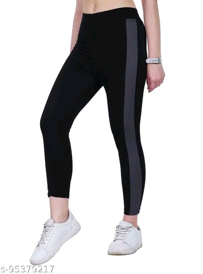 Women's Pack of 1 Black Colorblocked Tights |Activewear|Yogawear|Gymwear|Sportswear|Active Bottomwear