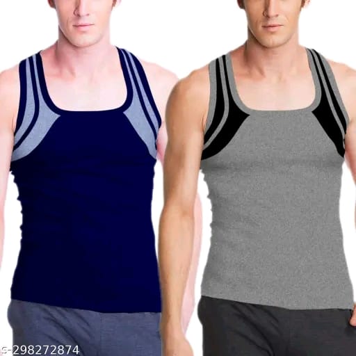MITOS Premium Cotton Solid Gym Vest for Men (Pack of 2)