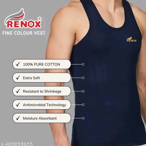 Renox Mens Vest Pack Of 5( 100% cotton)