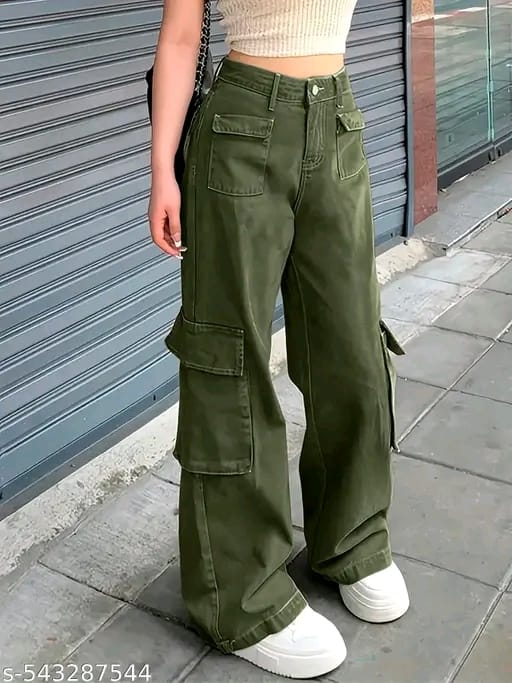Stylish Straight Fit cargo Jeans For Women