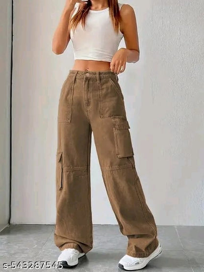 Stylish Straight Fit cargo Jeans For Women