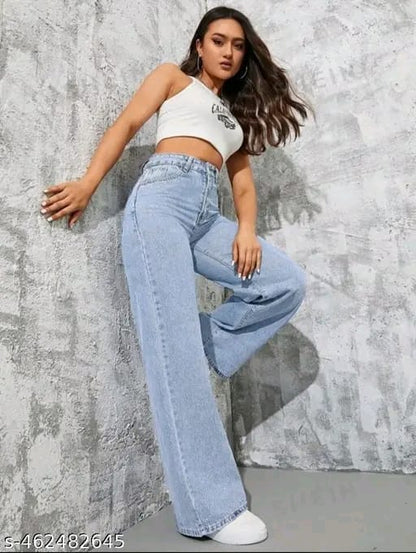 sVs FASHION WORLD PRESENTS TRENDING LIGHT BLUE WIDE LEG JEANS FOR WOMEN