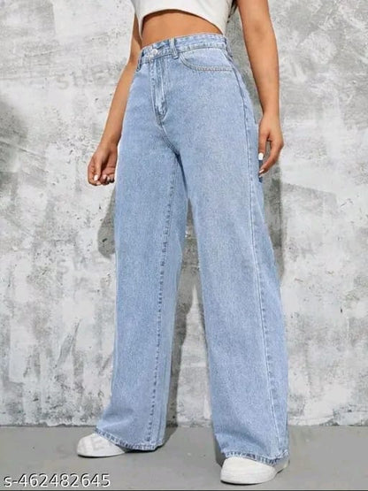 sVs FASHION WORLD PRESENTS TRENDING LIGHT BLUE WIDE LEG JEANS FOR WOMEN