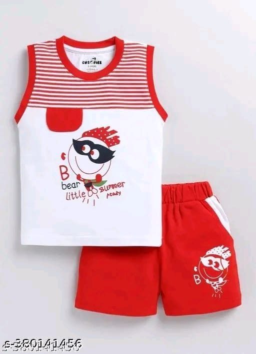 Typographic printrd cotton Shorts & T-Shirt Set for Boys