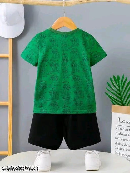 KEESOR Round Neck PRINTED T-shirt with Shorts | Boys Casual T-shirt Shorts Set