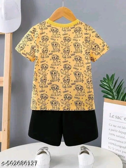 KEESOR Round Neck PRINTED T-shirt with Shorts | Boys Casual T-shirt Shorts Set