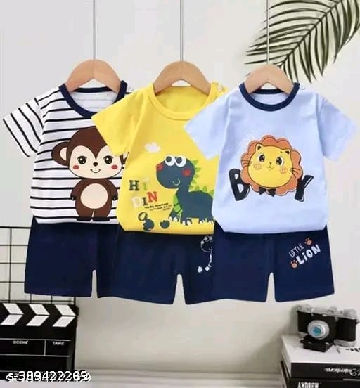 Cotton Fancy Printed T-Shirt and Shorts For Boys and Girls