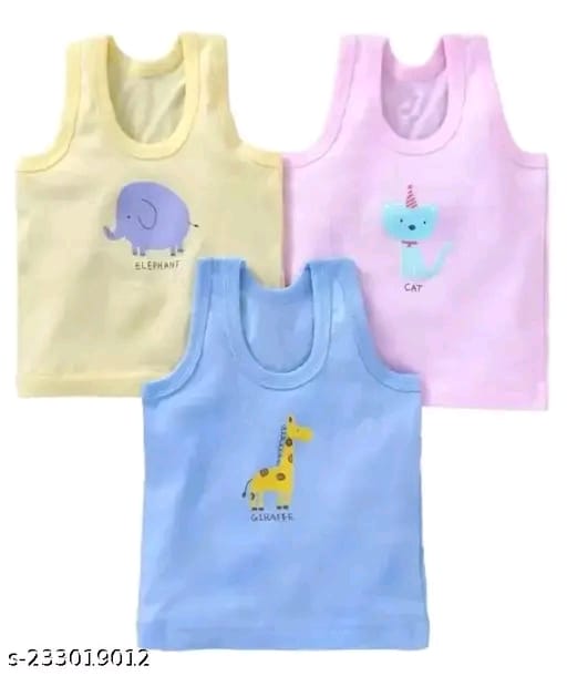 VeKott Pure Cotton Stylish vest cum tshirt Baniyan for baby boy and girl pack of 3