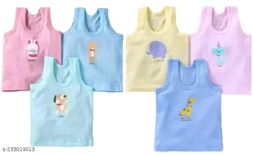 VeKott Pure Cotton Stylish vest cum tshirt Baniyan for baby boy and girl pack of 6