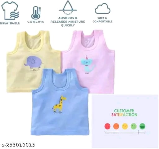 VeKott Pure Cotton Stylish vest cum tshirt Baniyan for baby boy and girl pack of 3