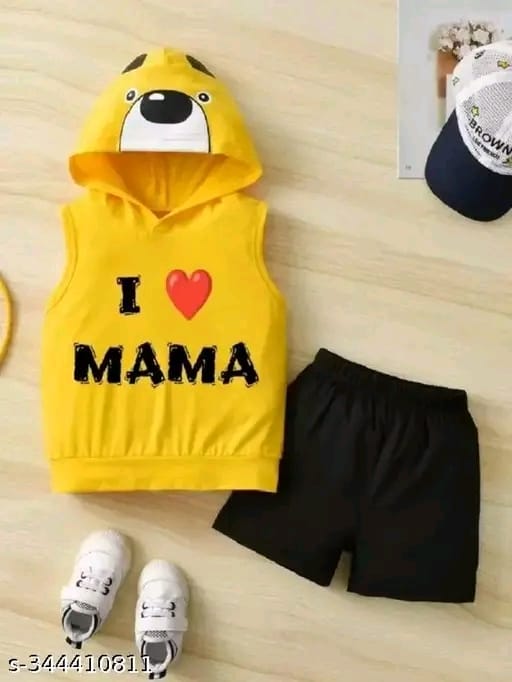 Boys/Girls Yellow Hosiery Cotton Clothing Set (Pack Of 1)